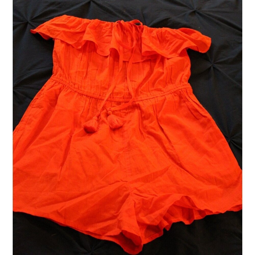 NWT J.CREW Size XS Romper Jumpsuit Orange Shorts Sleeveless